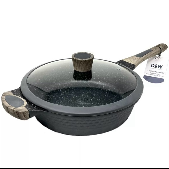 D&W 3.9 qt Deep Frying Pan Premium Nonstick Low Casserole With Lid 11” Cookware - Picture 1 of 8